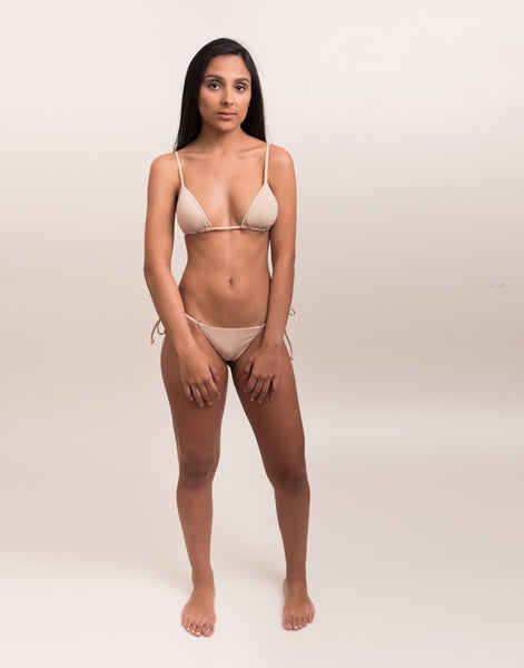 top biquíni cortininha bege nude biodegradável acajou