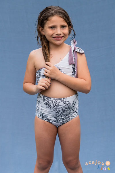 Top Biquíni Um Ombro Amarração Reversível Kids