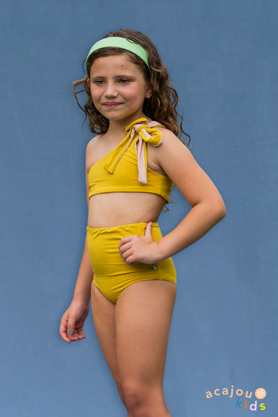 Top Biquíni Um Ombro Amarração Reversível Kids