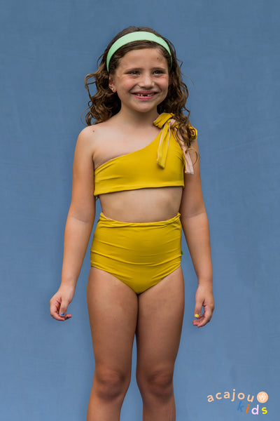 Top Biquíni Um Ombro Amarração Reversível Kids