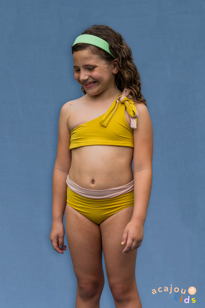 Top Biquíni Um Ombro Amarração Reversível Kids